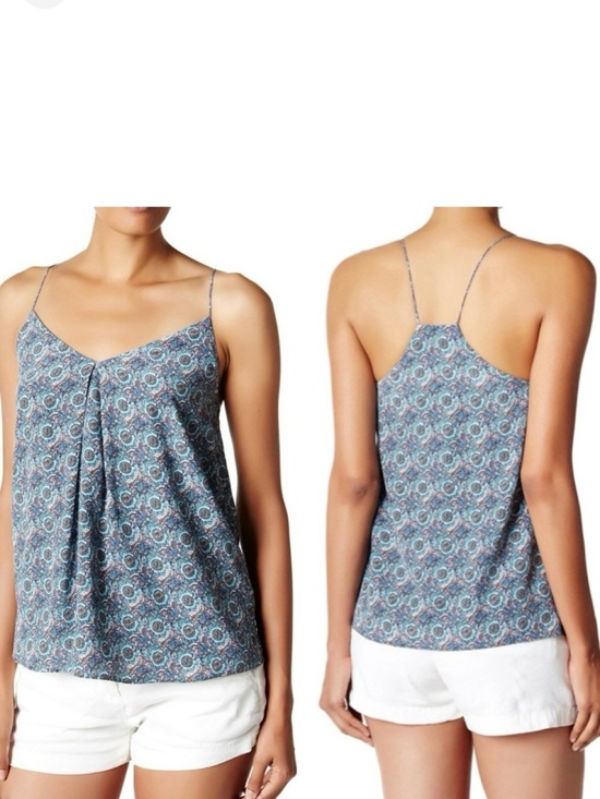 Joie Tops - JOIE Nahlah 100% Silk Blue White Brown Boho Strappy Lined Tank Top
